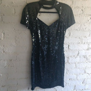 Perfect Vintage 80s Black Sequin Cocktail Dress